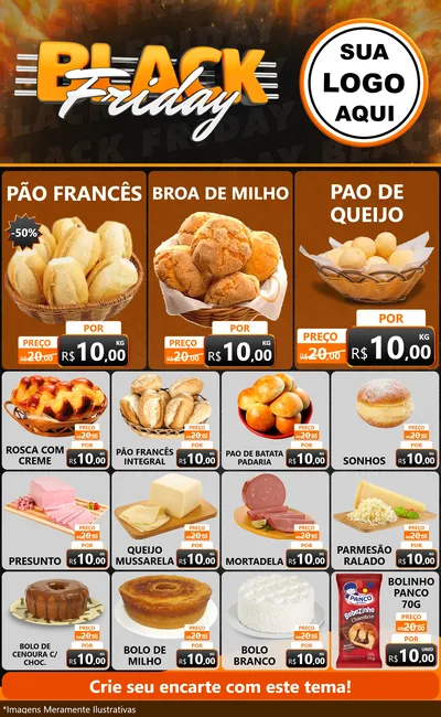 Modelo de Encarte para Encarte Grande com o tema Black Friday para Padaria