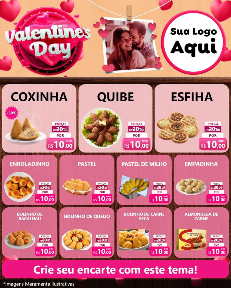 Modelo de Rede Social para Feed Instagram com o tema Valentine's Day para Salgadaria