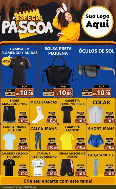 Modelo de Encarte para Encarte Grande com o tema Especial Páscoa para Roupas e acessórios