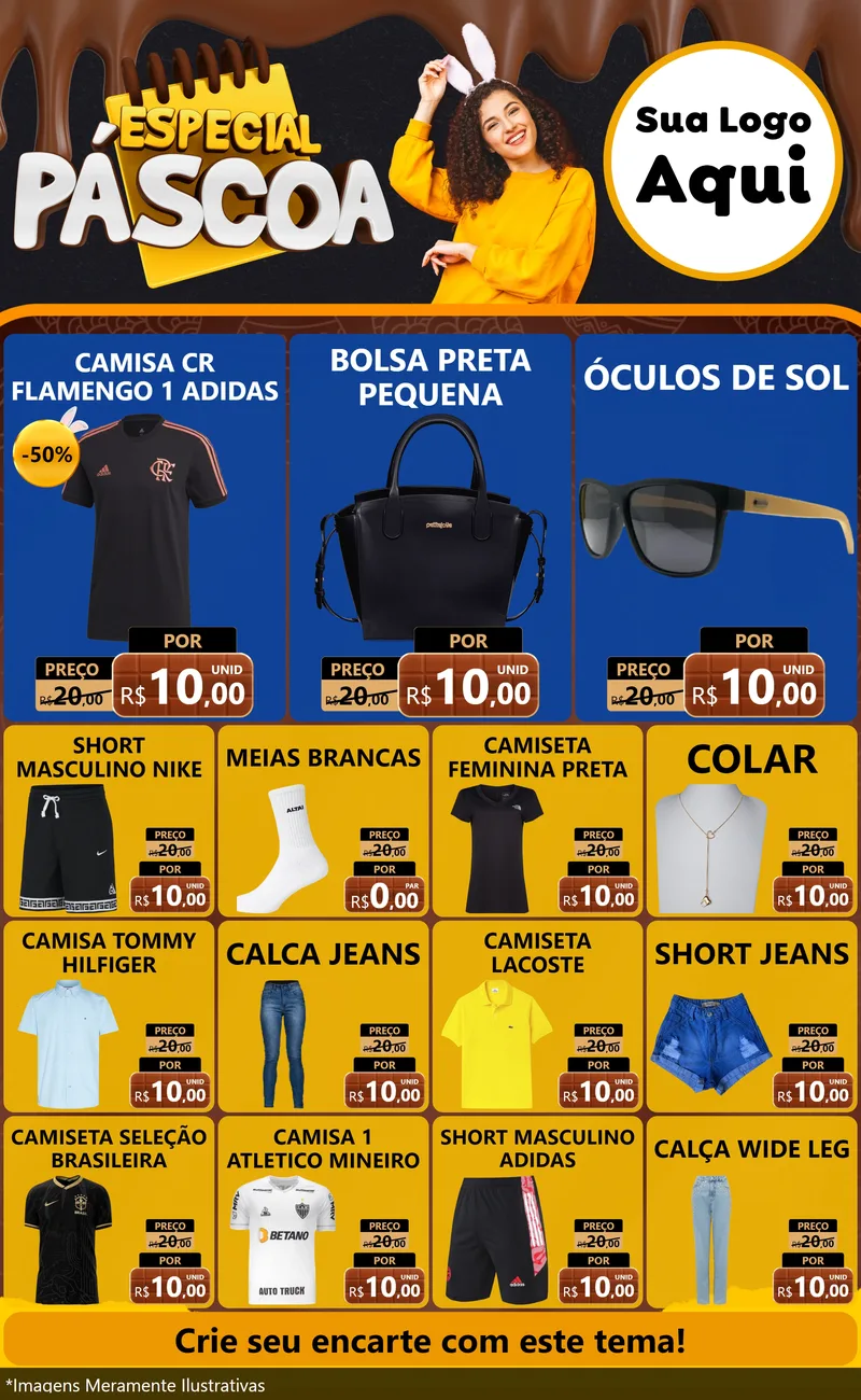 Modelo de Encarte para Encarte Grande com o tema Especial Páscoa para Roupas e acessórios