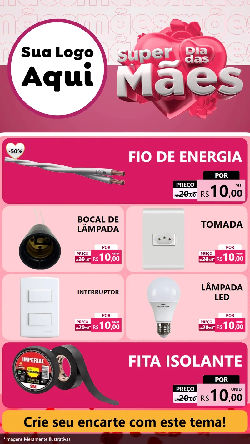 Modelo de TV para TV Vertical com o tema Super Dia Das Mães para Materiais Elétricos