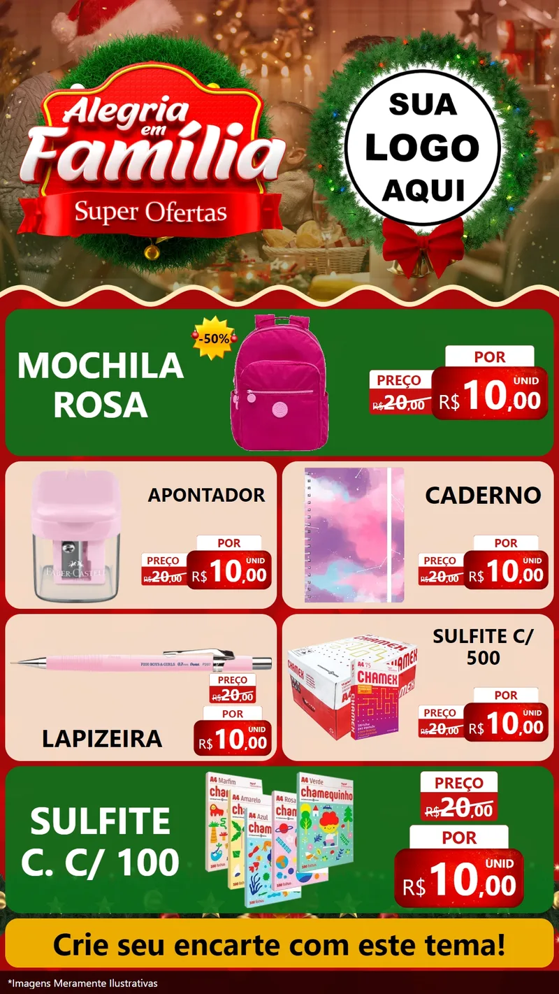 Modelo de TV para TV Vertical com o tema Alegria Em Família - Super Ofertas para Papelaria