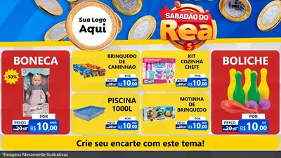 Modelo de TV para TV Horizontal com o tema Sabadão do Real para Brinquedos