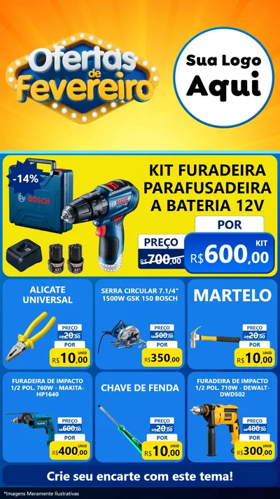 Modelo de Rede Social para Stories com o tema Ofertas de Fevereiro para Maquinas e Ferramentas