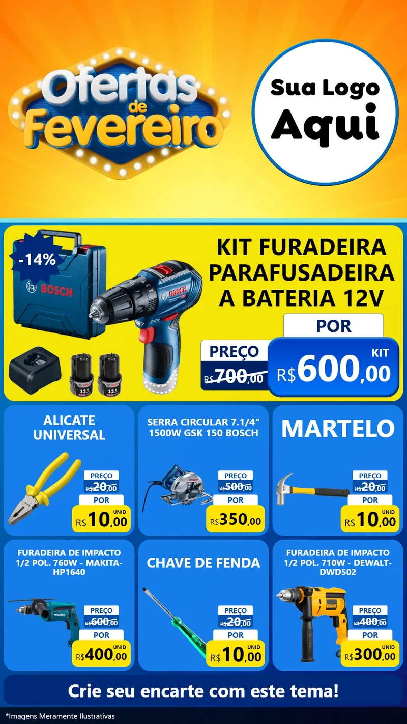 Modelo de Rede Social para Stories com o tema Ofertas de Fevereiro para Maquinas e Ferramentas