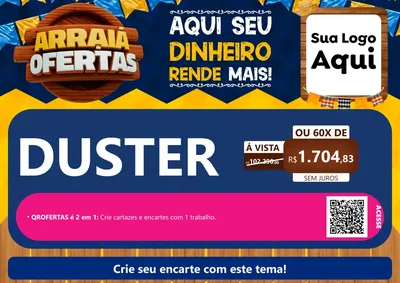 Modelo de Cartaz para Cartaz A4 Horizontal com o tema Arraiá de Ofertas - Junina para Concessionaria de Carros