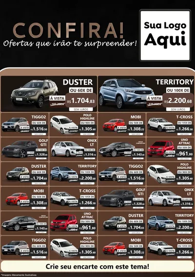 Modelo de Encarte para Encarte A4 Vertical com o tema Confira! Ofertas que irão te surpreender! para Concessionaria de Carros
