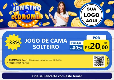 Modelo de Cartaz para Cartaz A4 Horizontal com o tema Janeiro da Economia para Cama, Mesa e Banho