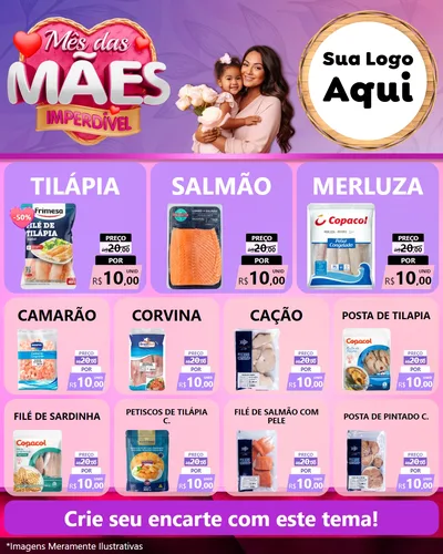 Modelo de Rede Social para Feed Instagram com o tema Mês das Mães Imperdível para Peixaria