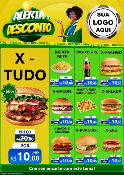 Modelo de Encarte para Encarte A4 Vertical com o tema Alerta de Desconto para Hamburgueria