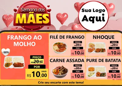 Modelo de Encarte para Encarte A4 Horizontal com o tema Semana das Mães para Restaurante