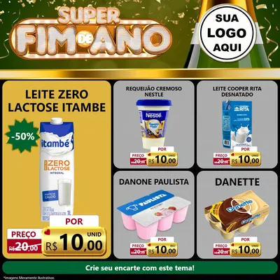 Modelo de Rede Social para Feed Facebook com o tema Super Fim de Ano para Frios e Laticínios
