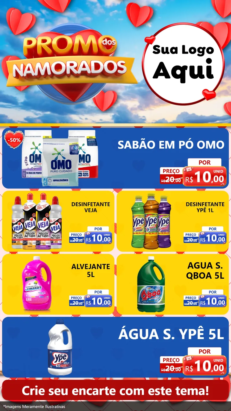 Modelo de TV para TV Vertical com o tema Promo dos Namorados para Produtos de Limpeza