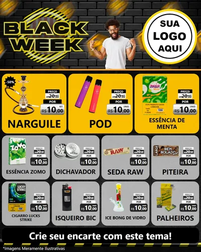 Modelo de Rede Social para Feed Instagram com o tema Black Week para Tabacaria