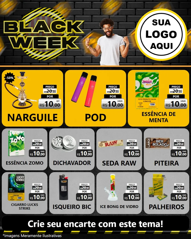 Modelo de Rede Social para Feed Instagram com o tema Black Week para Tabacaria