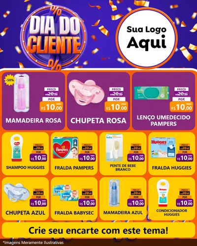 Modelo de Rede Social para Feed Instagram com o tema Dia do Cliente para Bebês