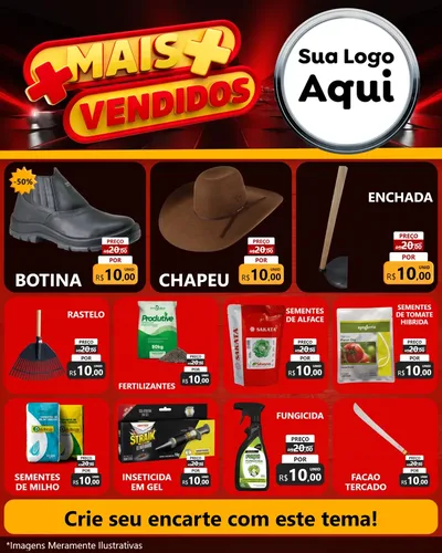 Modelo de Rede Social para Feed Instagram com o tema Mais Vendidos para Agropecuária