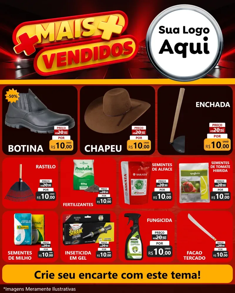 Modelo de Rede Social para Feed Instagram com o tema Mais Vendidos para Agropecuária