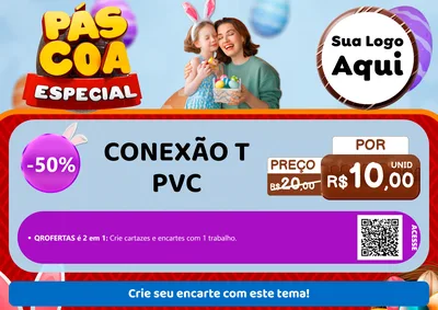Modelo de Cartaz para Cartaz A4 Horizontal com o tema Páscoa Especial para Tubos e conexões