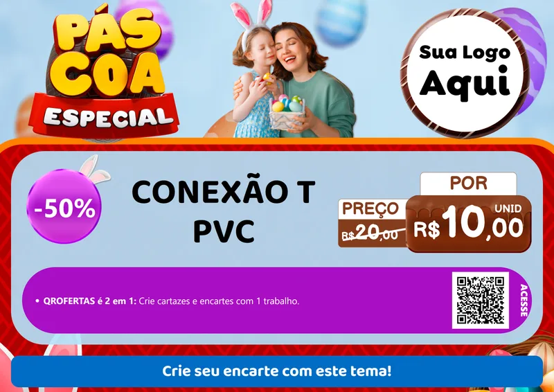 Modelo de Cartaz para Cartaz A4 Horizontal com o tema Páscoa Especial para Tubos e conexões