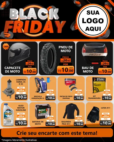 Modelo de Rede Social para Feed Instagram com o tema Black Friday para Moto peças