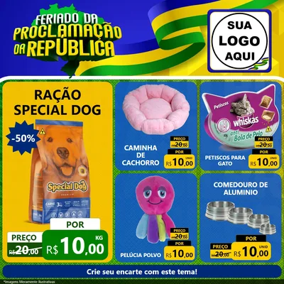 Modelo de Rede Social para Feed Facebook com o tema Feriado da Proclamação da República para Pet Shop