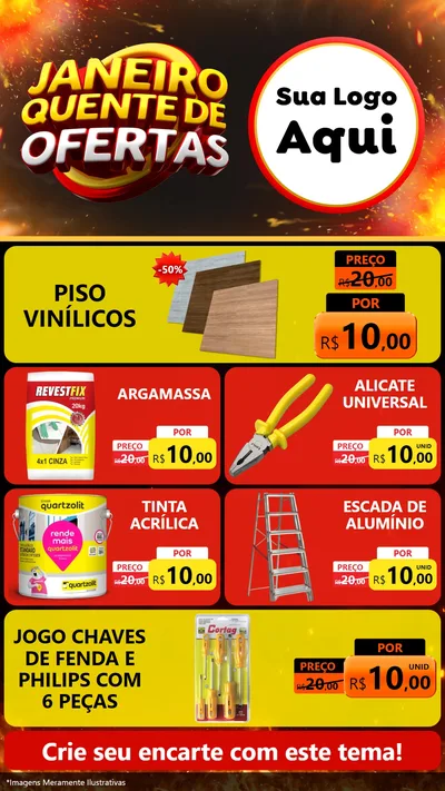 Modelo de TV para TV Vertical com o tema Janeiro Quente de Ofertas para Material para Construção