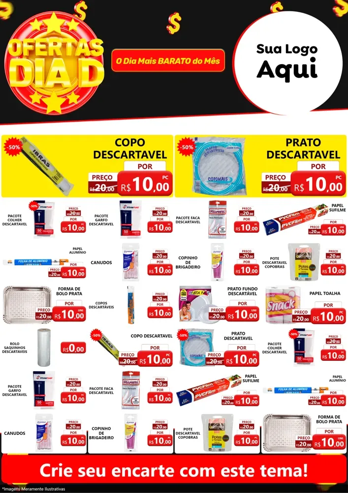 Modelo de Encarte para Encarte A4 Vertical com o tema Dia D para Embalagens