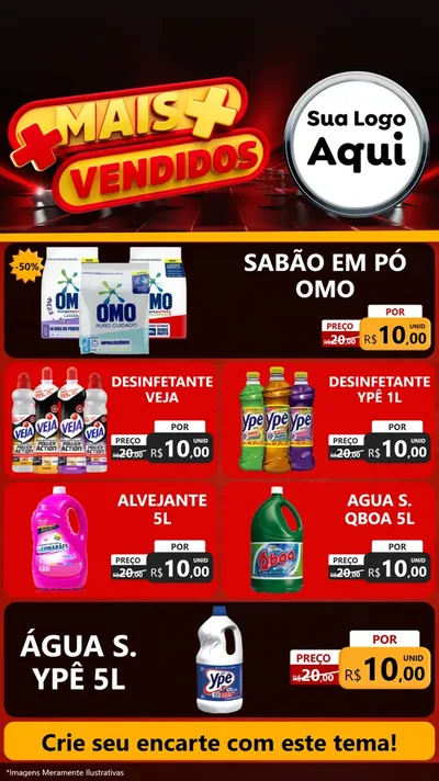 Modelo de TV para TV Vertical com o tema Mais Vendidos para Produtos de Limpeza
