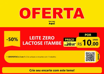 Modelo de Cartaz para Cartaz A4 Horizontal com o tema OFERTA - Vermelho Cartaz para Frios e Laticínios