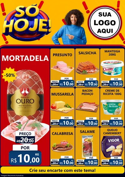 Modelo de Encarte para Encarte A4 Vertical com o tema Só Hoje! para Frios e Laticínios