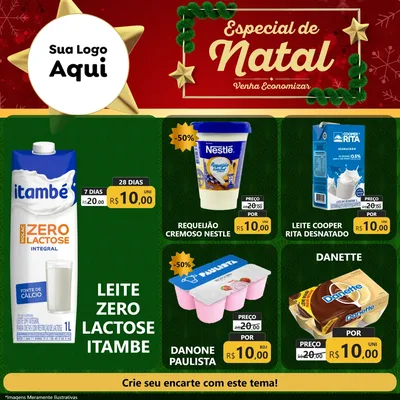 Modelo de Rede Social para Feed Facebook com o tema Especial de Natal para Frios e Laticínios
