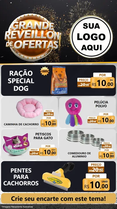 Modelo de TV para TV Vertical com o tema Grande Réveillon de Ofertas para Pet Shop