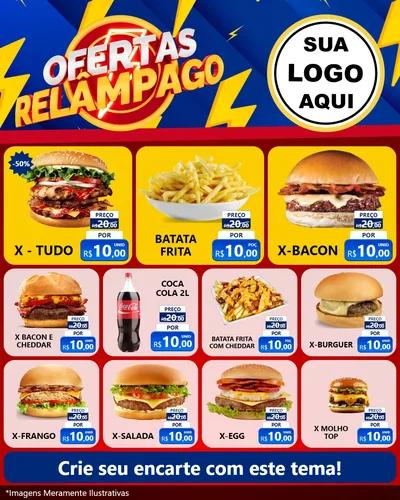 Modelo de Rede Social para Feed Instagram com o tema Ofertas Relâmpago para Hamburgueria