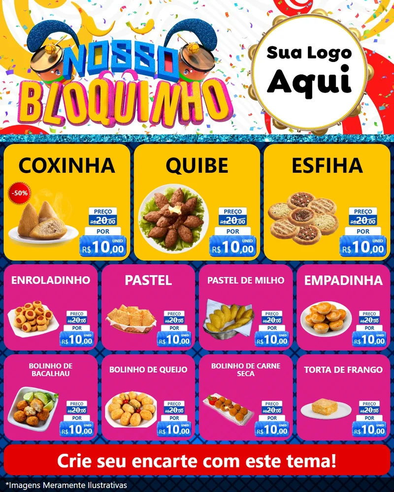 Modelo de Rede Social para Feed Instagram com o tema Nosso Bloquinho para Salgadaria