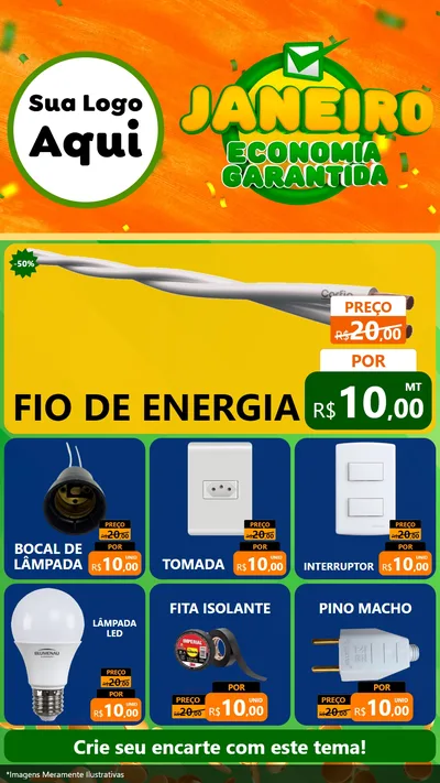 Modelo de Rede Social para Stories com o tema Janeiro - Economia Garantida para Materiais Elétricos