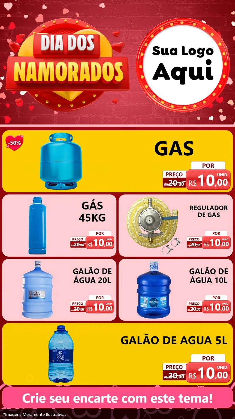 Modelo de TV para TV Vertical com o tema Dia Dos Namorados para Água e gás