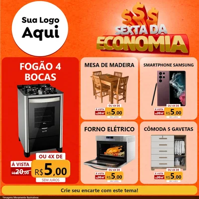 Modelo de Rede Social para Feed Facebook com o tema Sexta da Economia para Móveis e Eletro