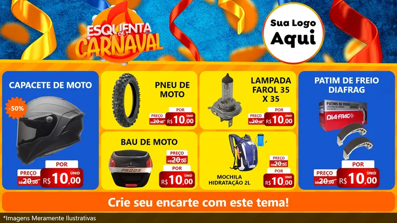 Modelo de TV para TV Horizontal com o tema Esquenta de Carnaval para Moto peças