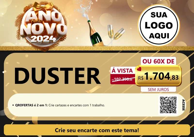 Modelo de Cartaz para Cartaz A4 Horizontal com o tema Feliz Ano Novo 2027 para Concessionaria de Carros