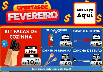 Modelo de Encarte para Encarte A4 Horizontal com o tema Ofertas de Fevereiro para Utilidades Domésticas