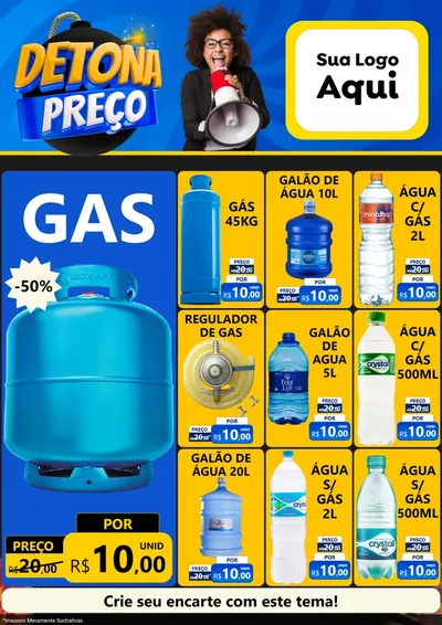Modelo de Encarte para Encarte A4 Vertical com o tema Detona Preços para Água e gás