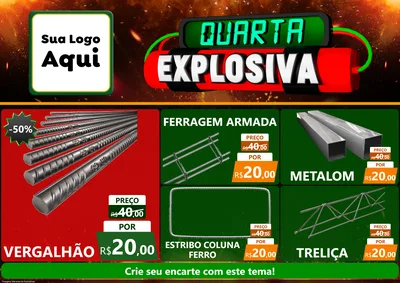 Modelo de Encarte para Encarte A4 Horizontal com o tema Quarta Explosiva para Ferragens