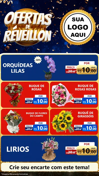 Modelo de TV para TV Vertical com o tema Ofertas de Réveillon para Floricultura e jardim
