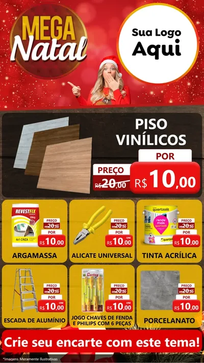 Modelo de Rede Social para Stories com o tema Mega Natal para Material para Construção