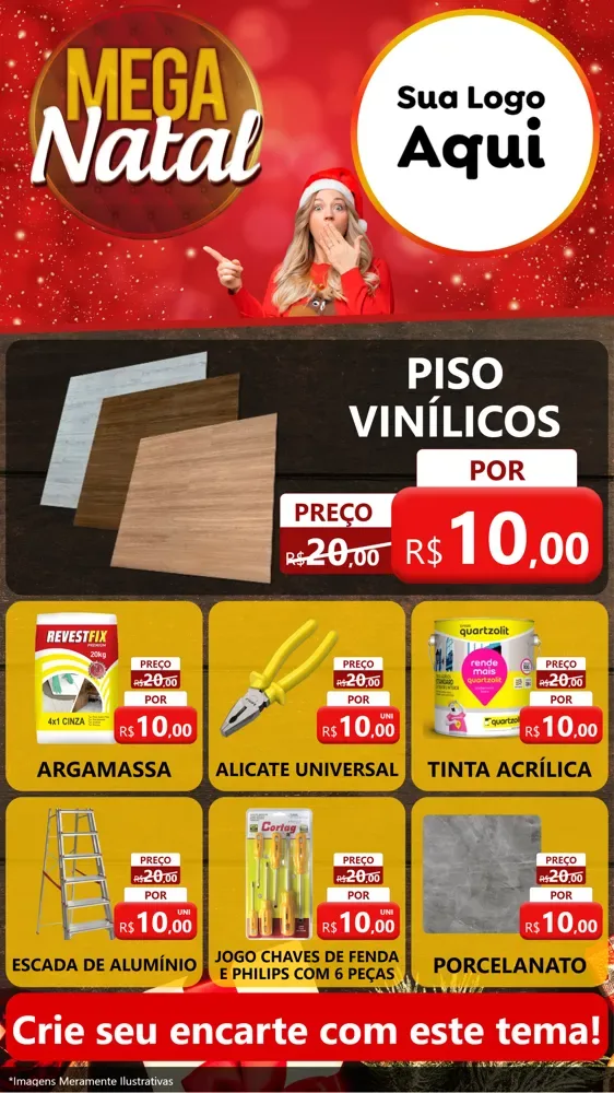 Modelo de Rede Social para Stories com o tema Mega Natal para Material para Construção