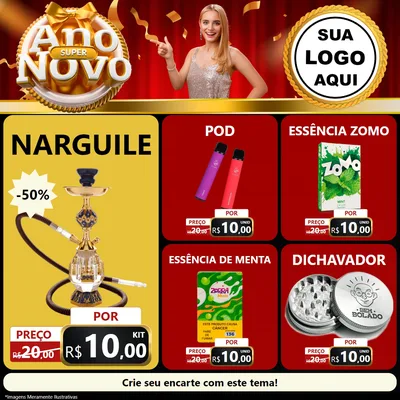 Modelo de Rede Social para Feed Facebook com o tema Super Ano Novo para Tabacaria