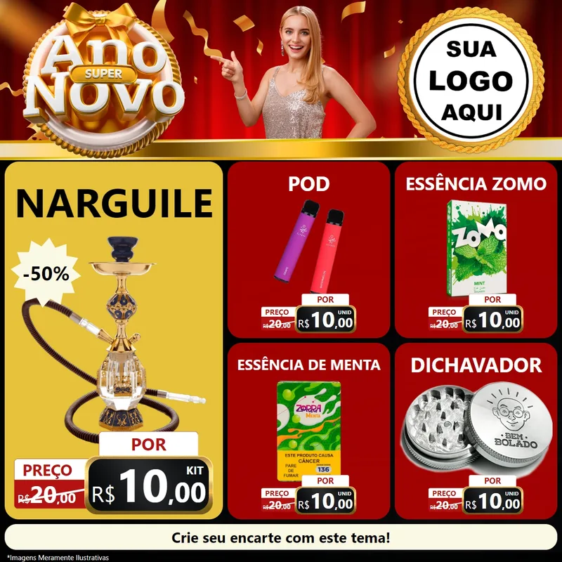 Modelo de Rede Social para Feed Facebook com o tema Super Ano Novo para Tabacaria