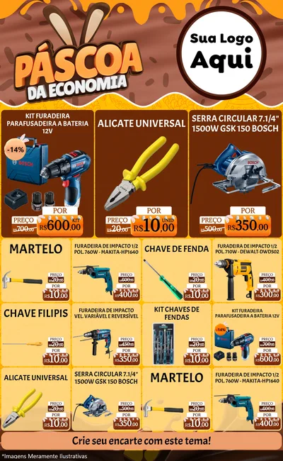 Modelo de Encarte para Encarte Grande com o tema Páscoa da Economia para Maquinas e Ferramentas