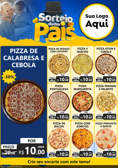 Modelo de Encarte para Encarte A4 Vertical com o tema Sorteio Dia Dos Pais para Pizzaria